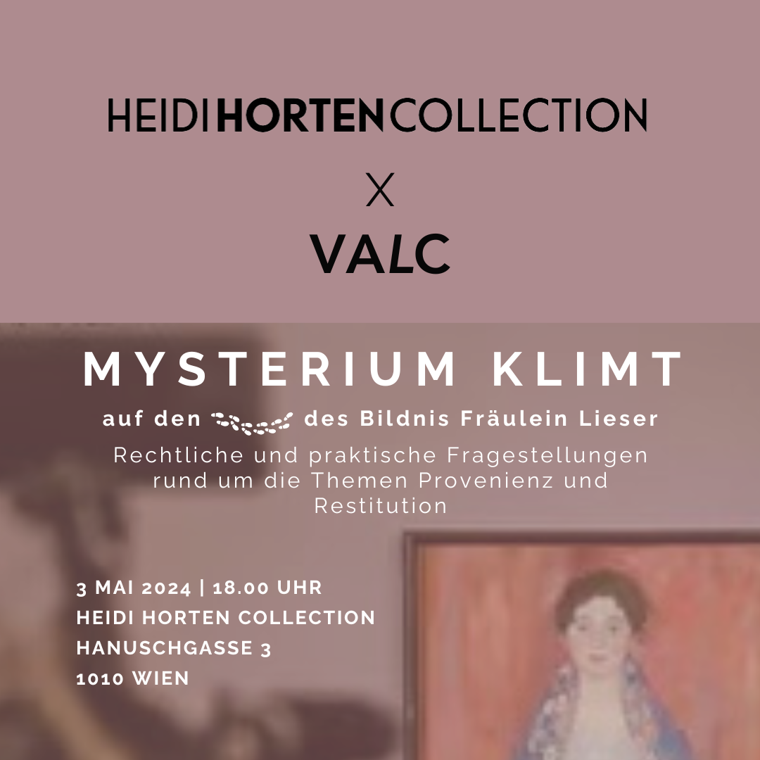 Einladung zur Veranstaltung "Mysterium Klimt" mit Informationen zu Datum, Uhrzeit und Ort in Wien.